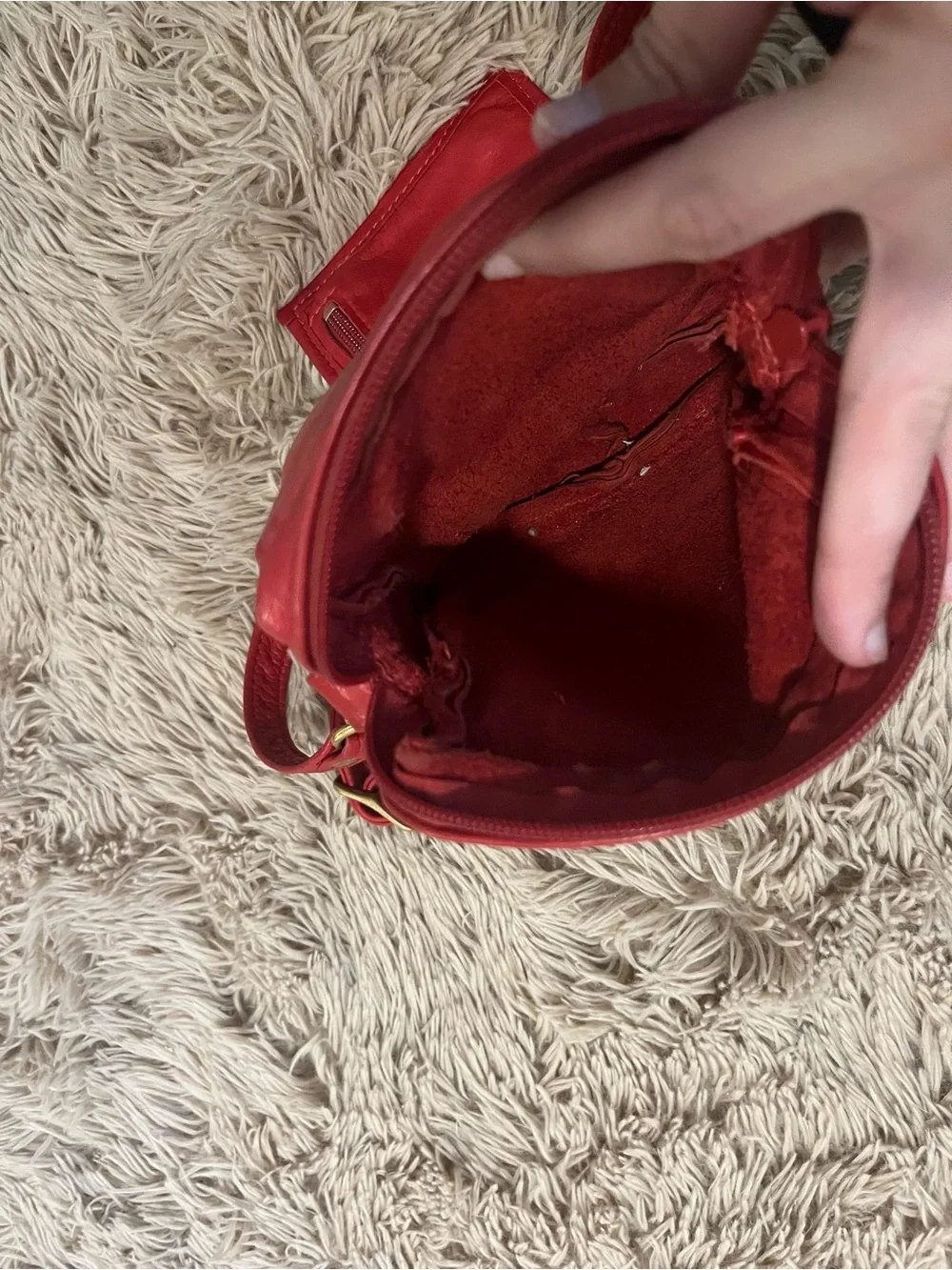 Vintage Red Leather Crossbody Bag Made in USA Victoria Leather Co